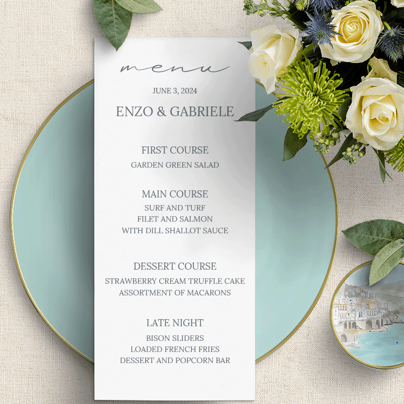 Italian Romance Menu
