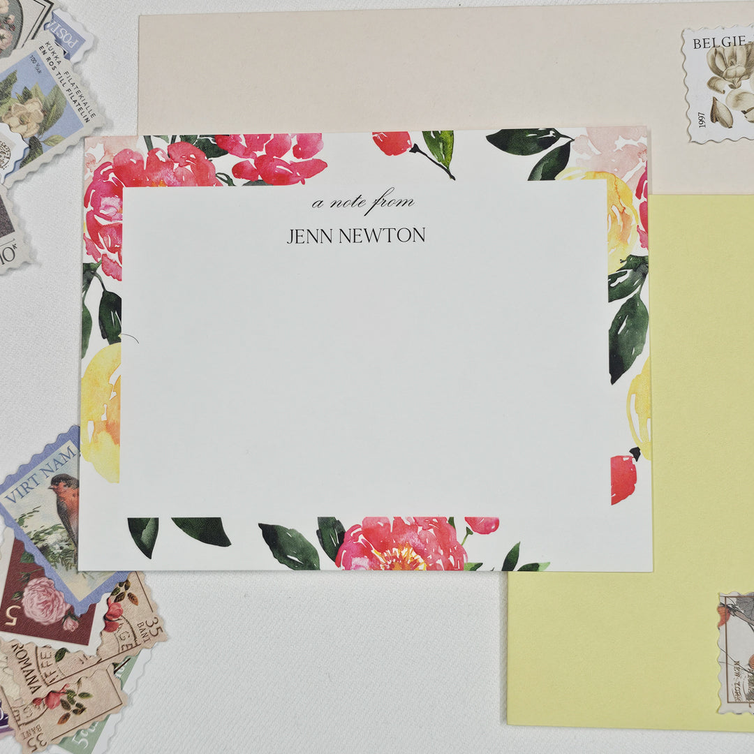 Peonies Notecard Set | White