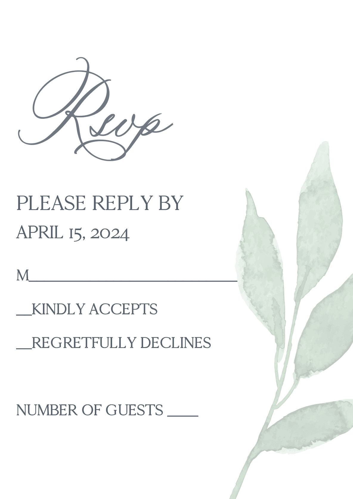 Eucalyptus Leaves Wedding Invitation Suite