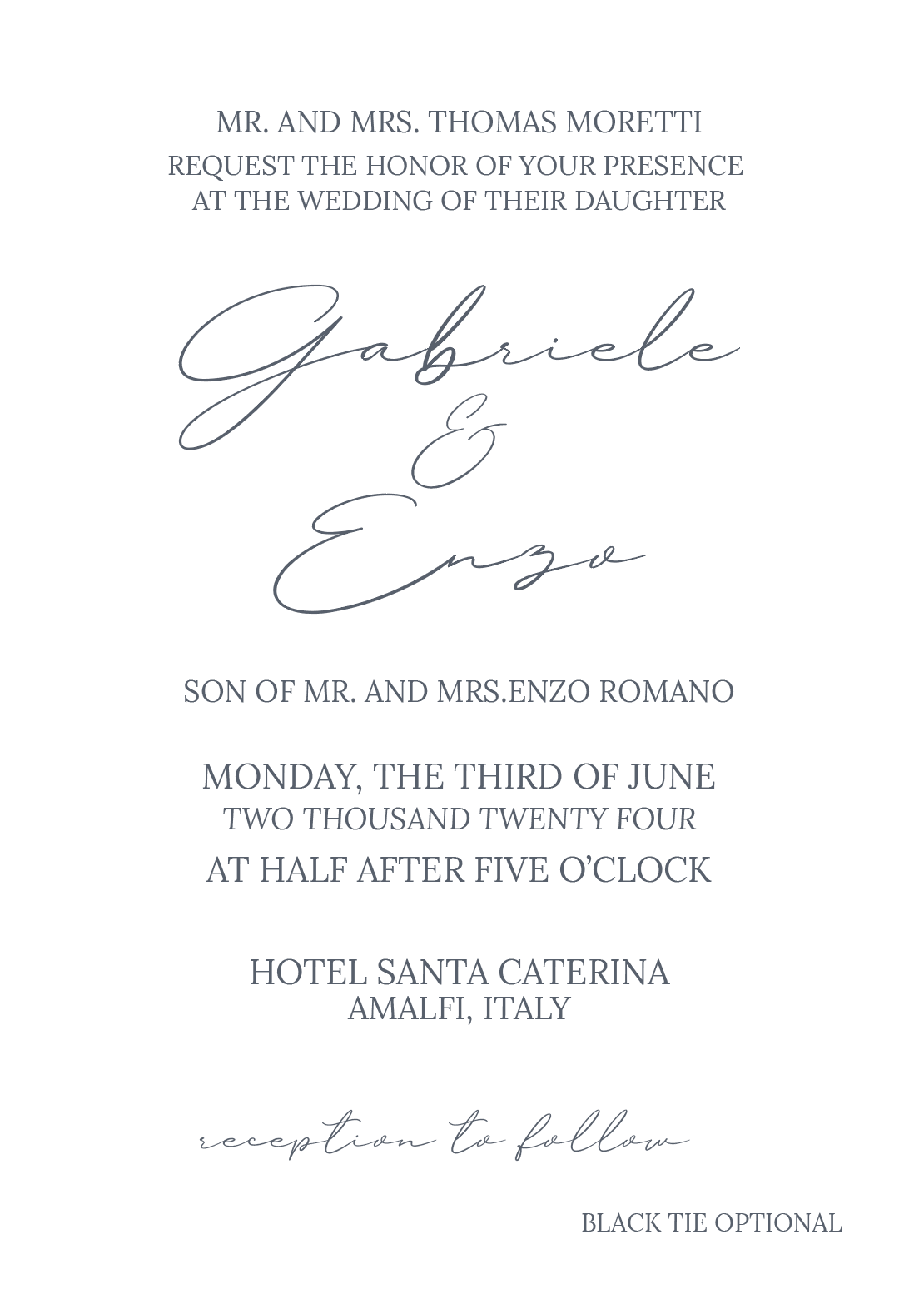 Italian Romance Wedding Invitation Suite