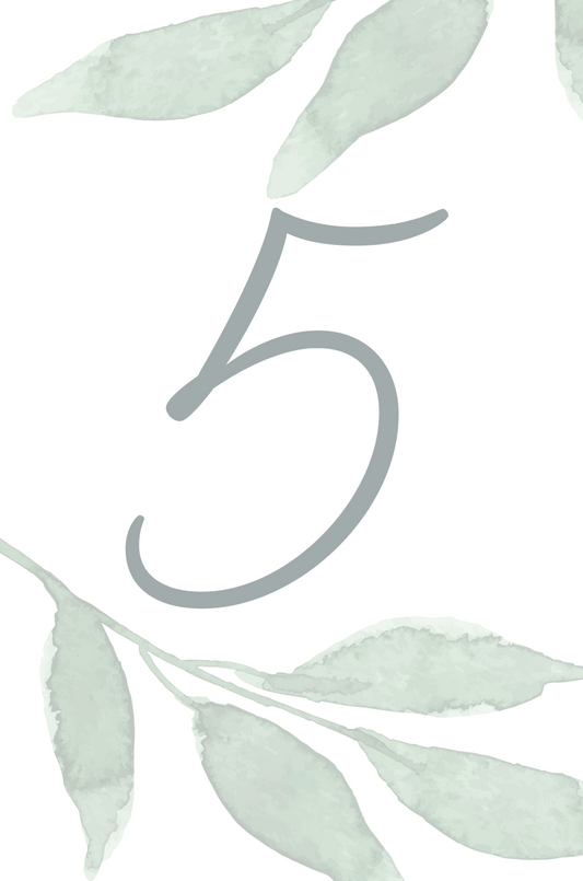 Leaves Table Number Cards
