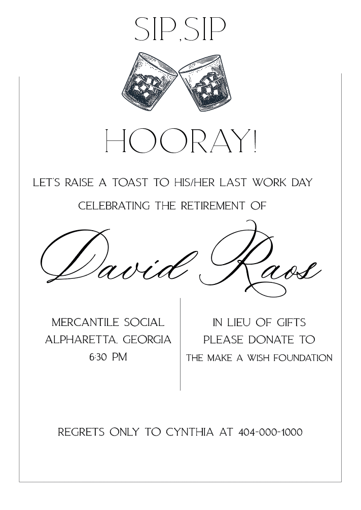 A Toast Retirement Party Invitation