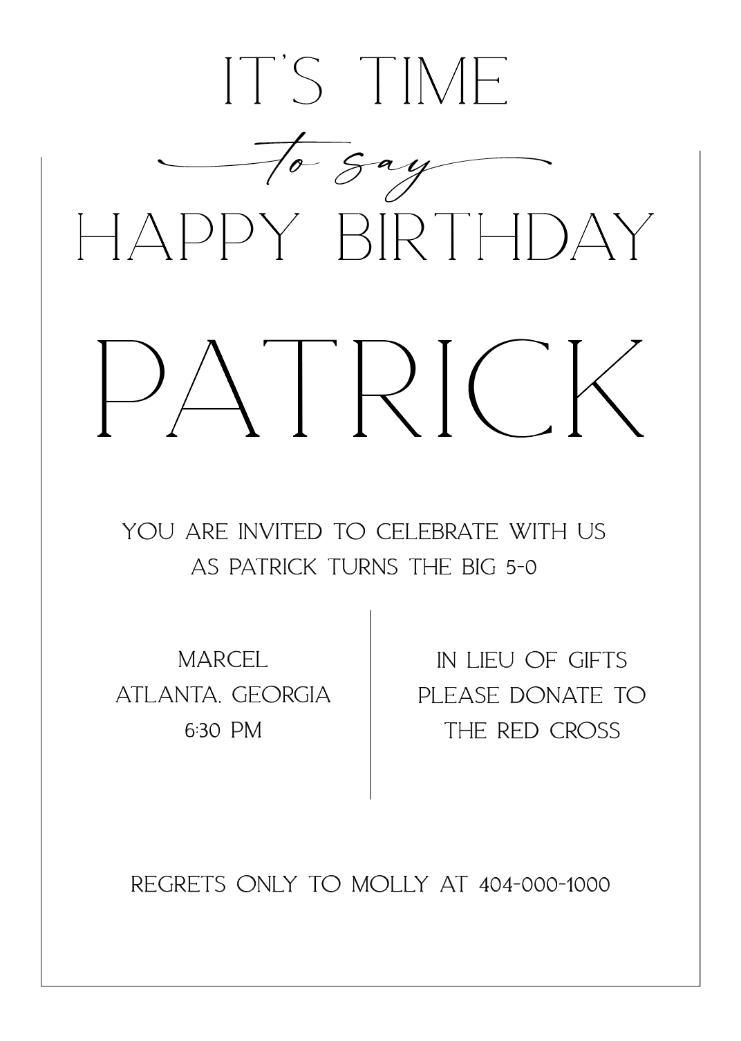It's Time to Say Happy Birthday Invitation