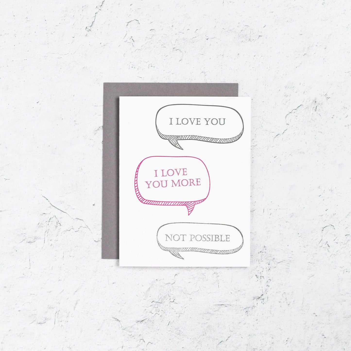Text I love You Letterpress Card