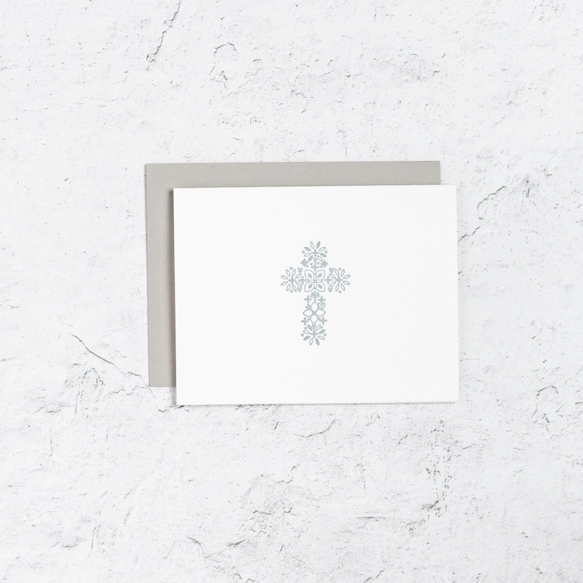 Floral Cross Letterpress Card