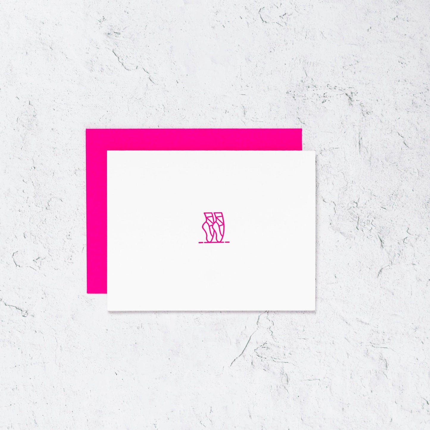 Pink ballet shoes letterpress notecards 