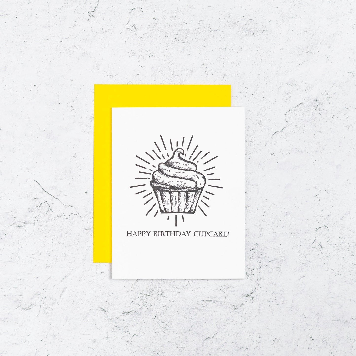 Happy Birthday Letterpress Card With Cupcake