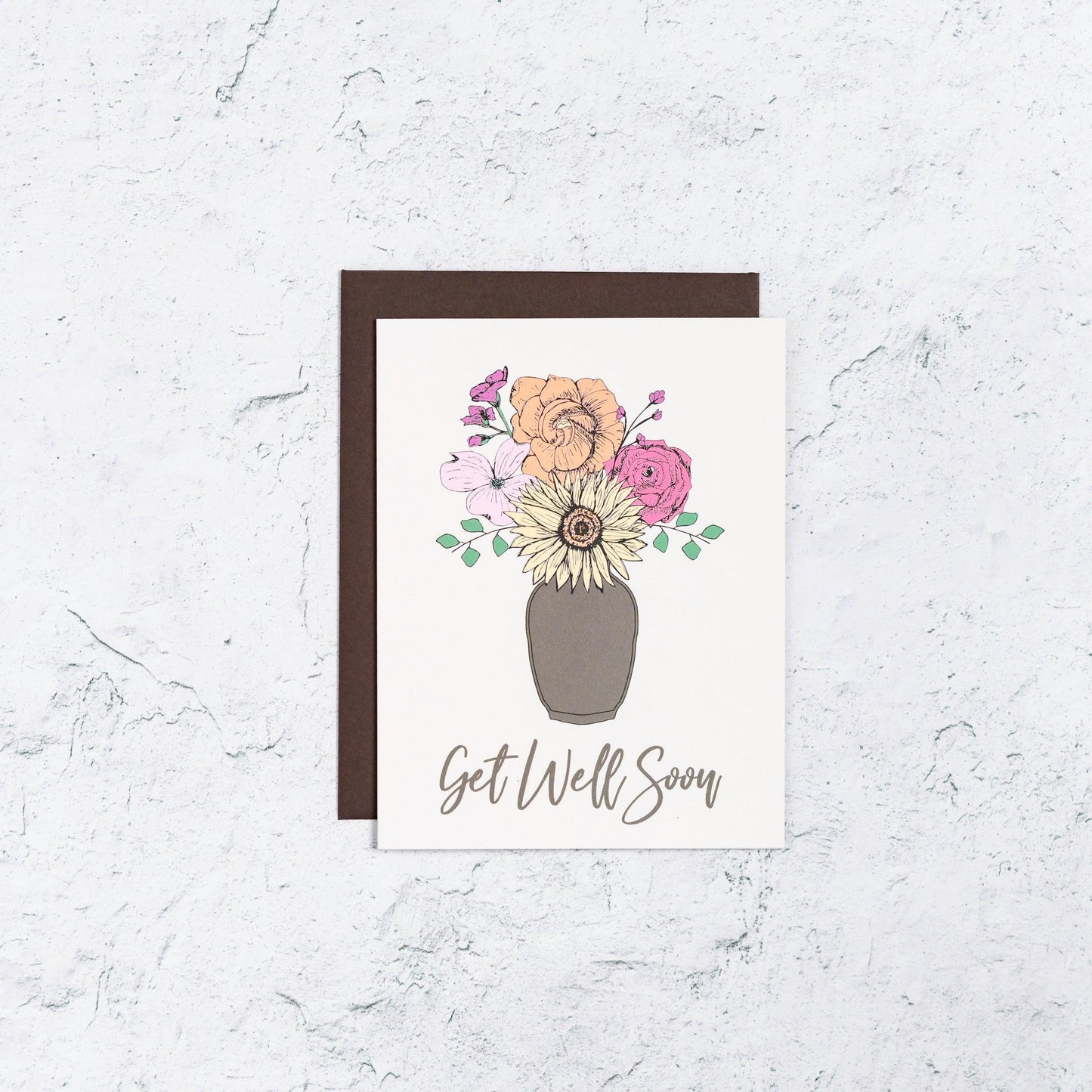 Get Well Soon Card With Flowers in Vase