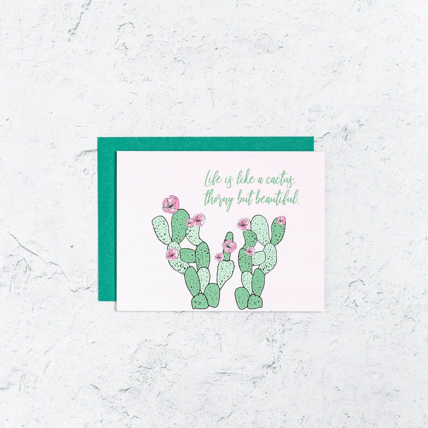 Life is like a cactus thorny but beautiful card
