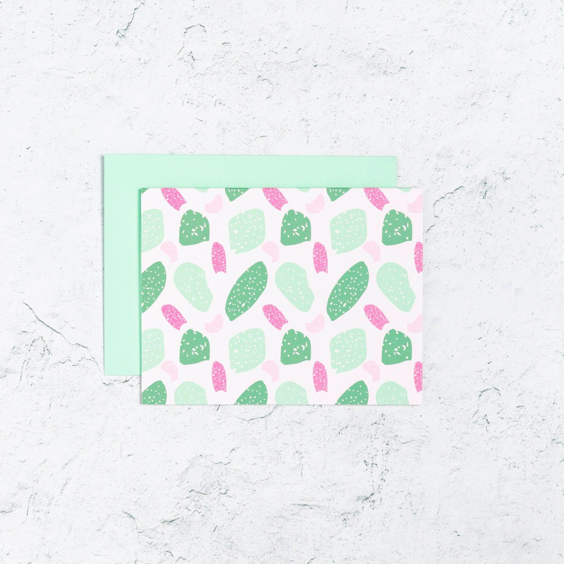 Terrazzo Style Notecard Set in Pink and Green