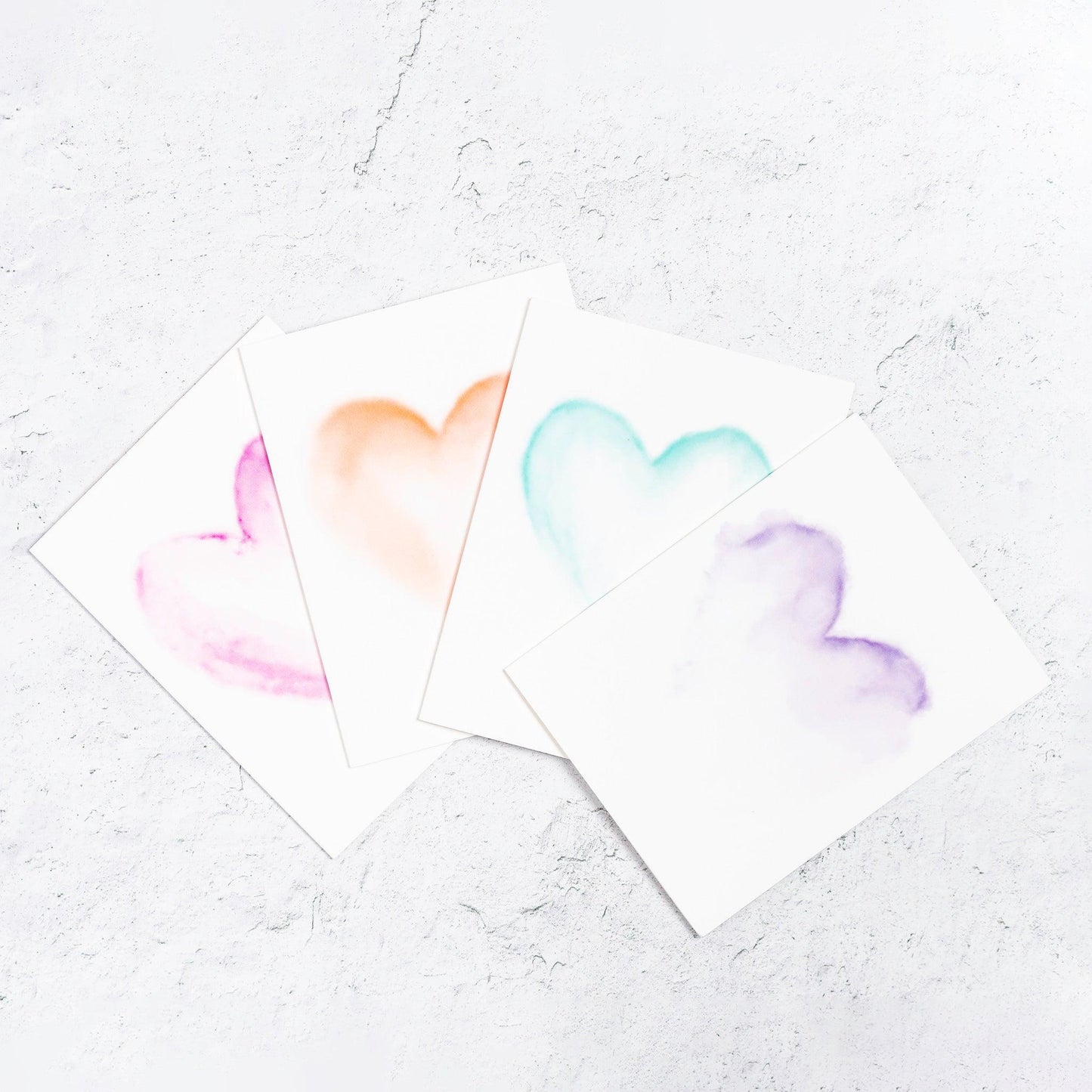 Watercolor Hearts Notecard Set - With Love Paperie