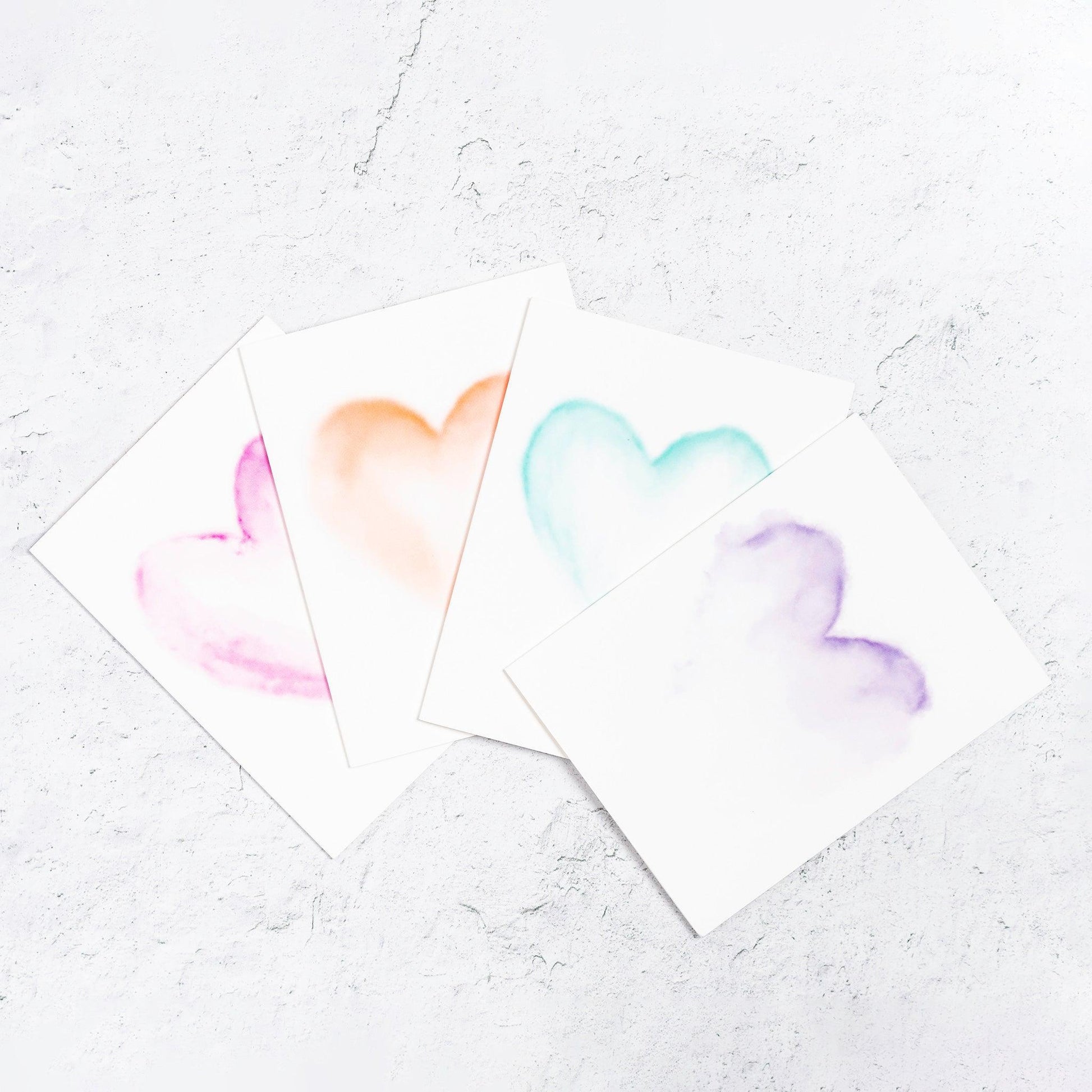Watercolor Hearts Notecard Set - With Love Paperie