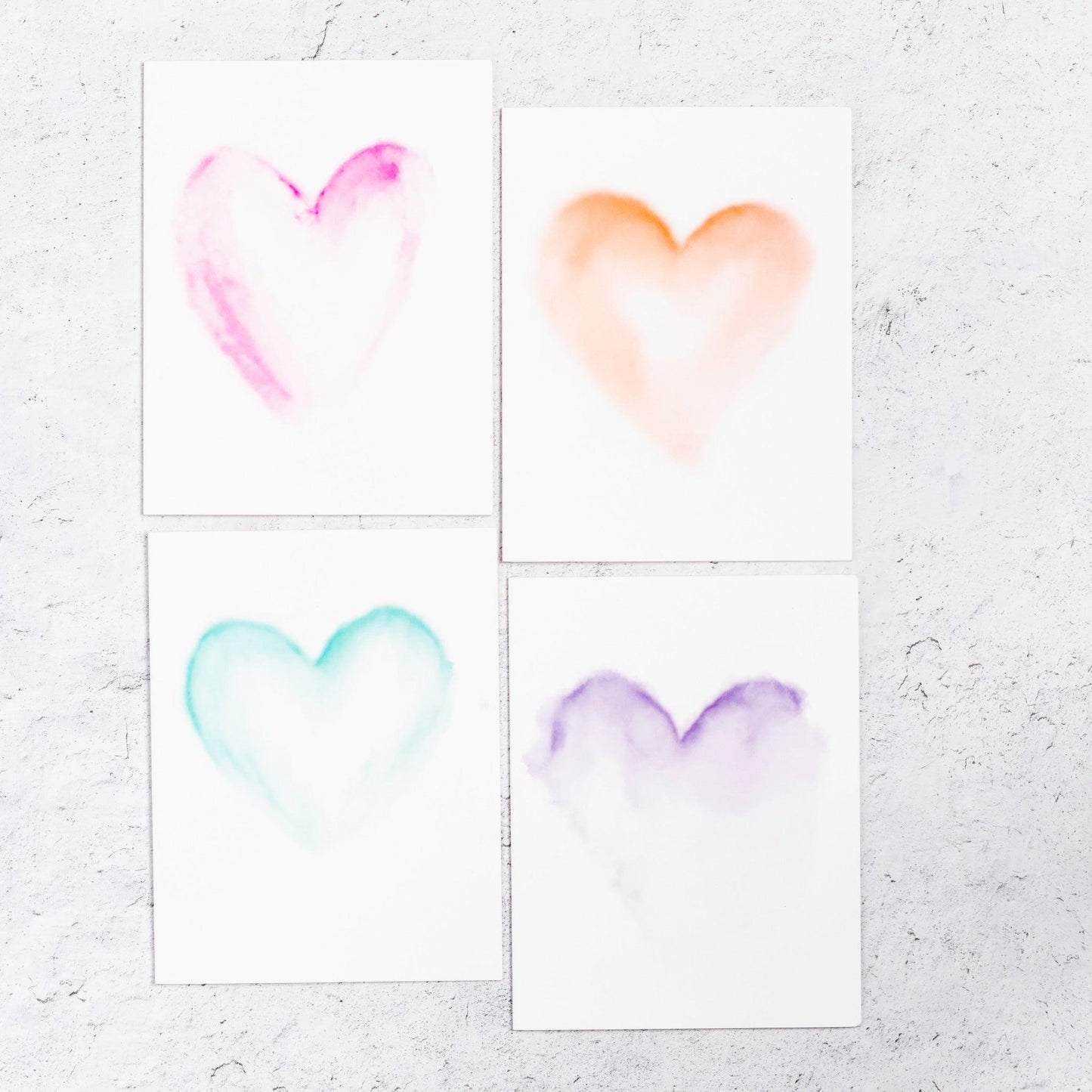 Watercolor Hearts Notecard