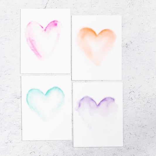 Watercolor Hearts Notecard