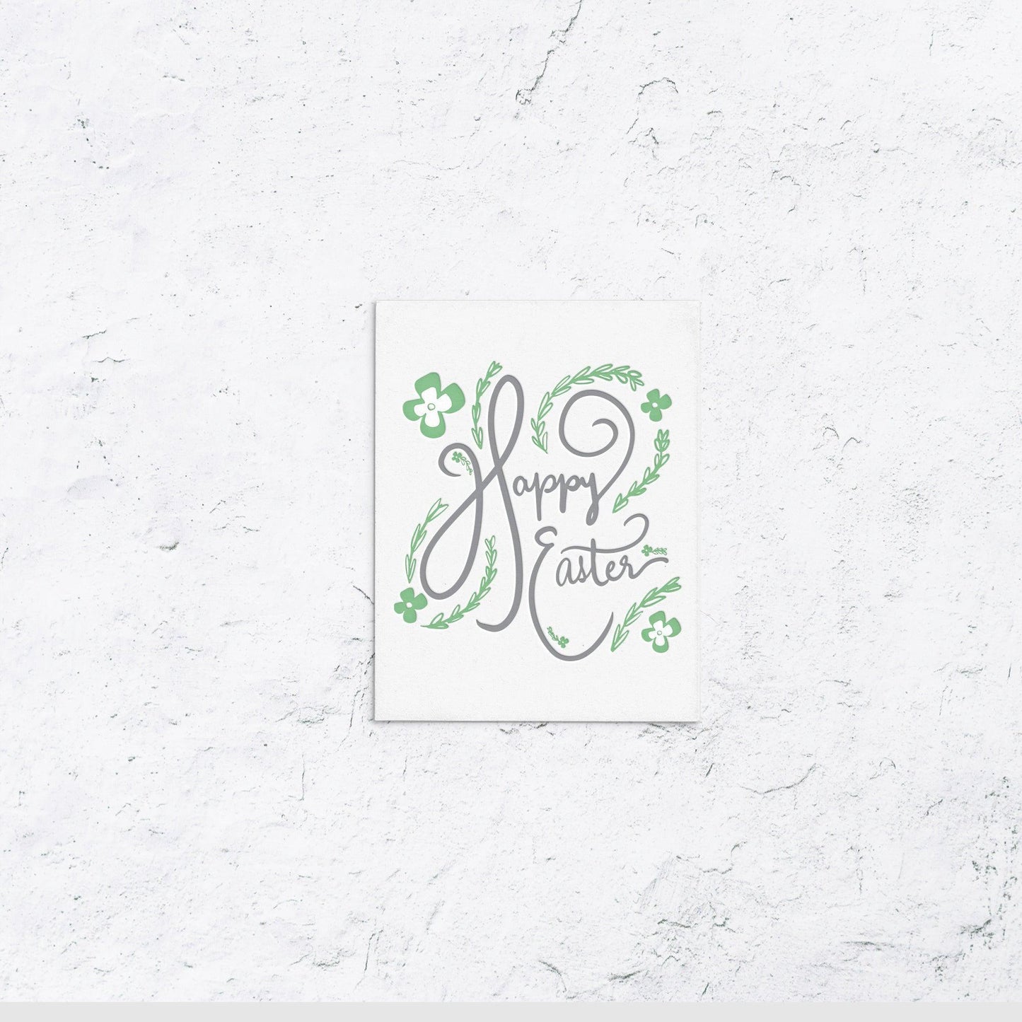 Happy Easter Greenery Letterpress Card - With Love Paperie