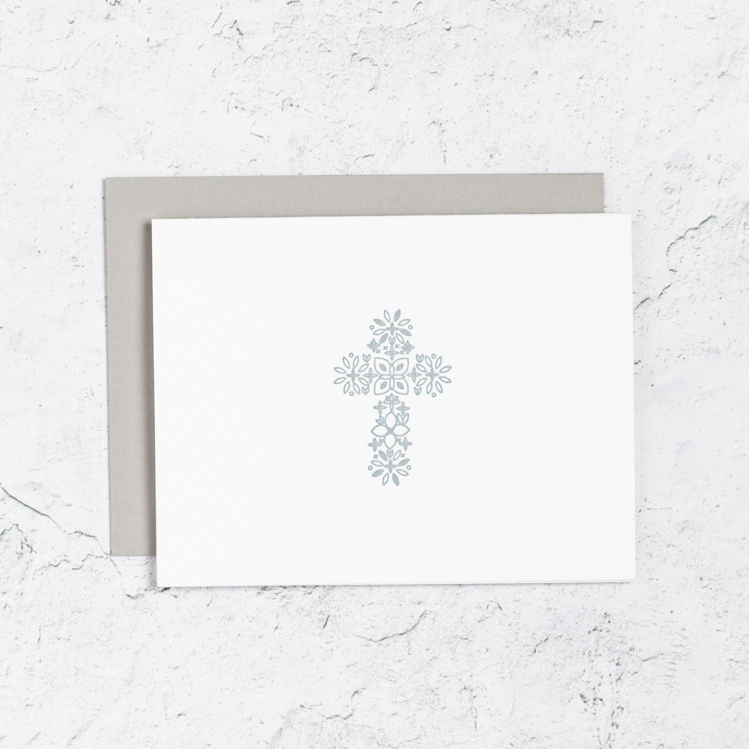 Floral Cross Letterpress Card