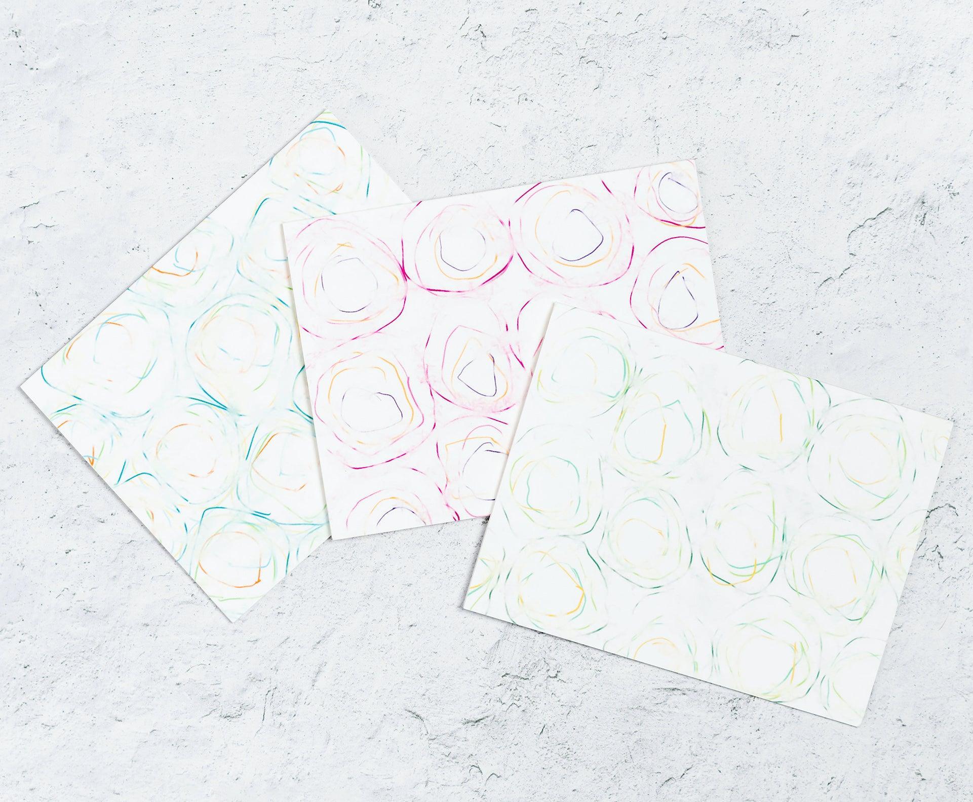 Swirl Notecards Set of 12 with 3 designs