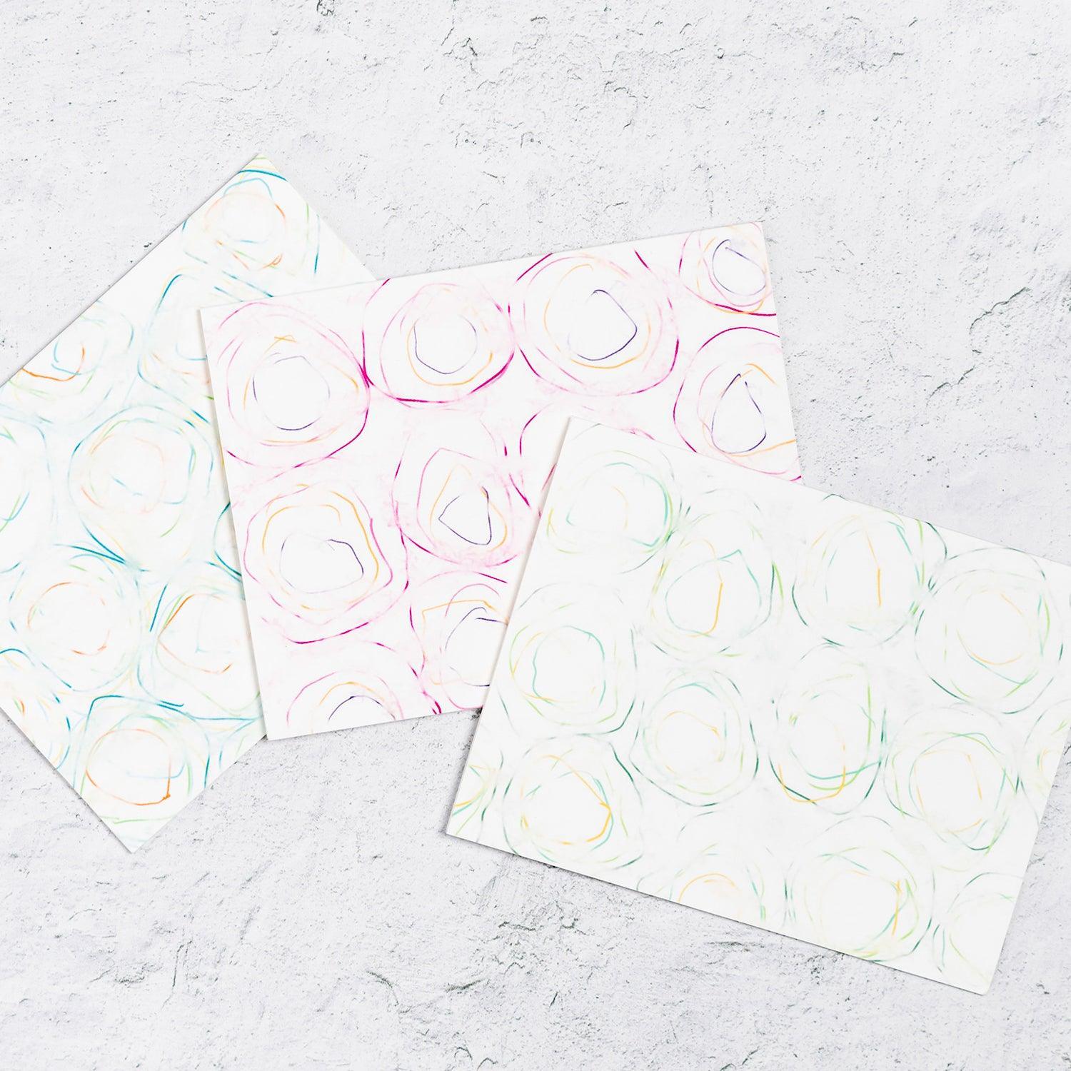 Swirl Notecards Set of 12 with 3 designs