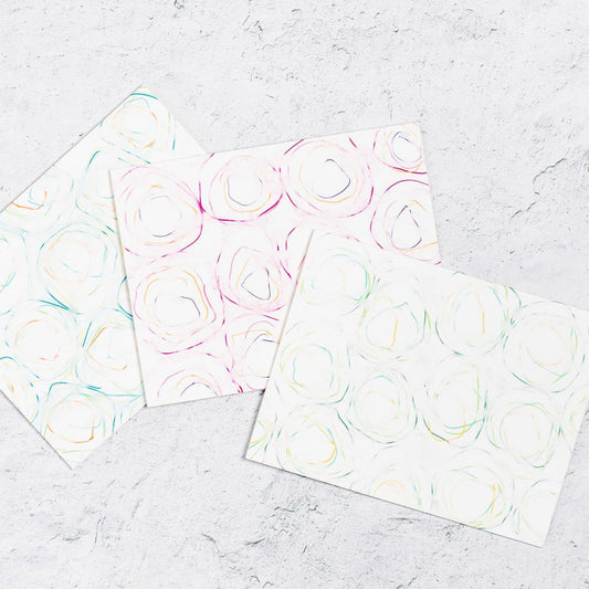 Swirl Notecards Set of 12 with 3 designs