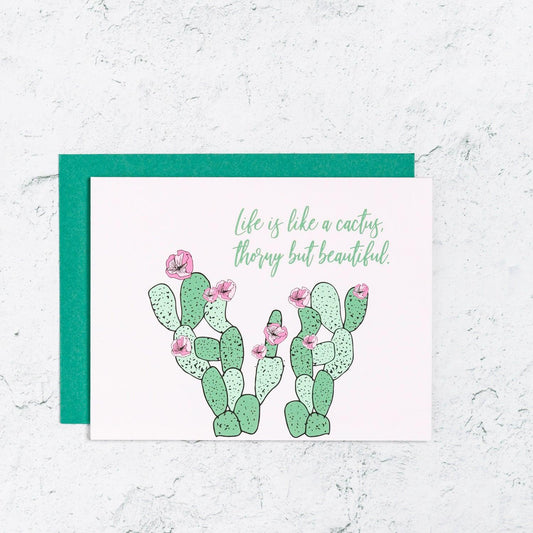 Life is like a cactus thorny but beautiful card