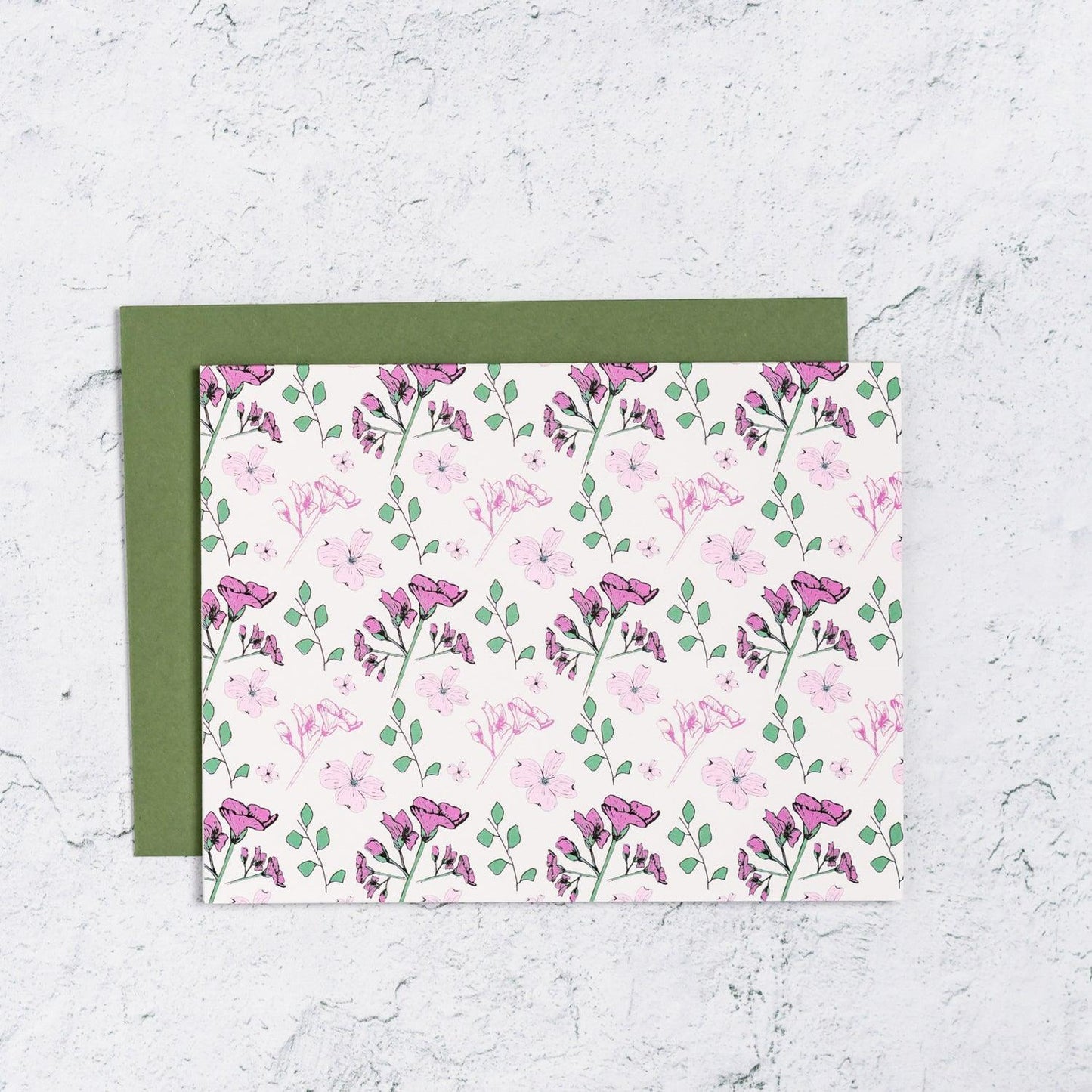 Purple floral notecard set