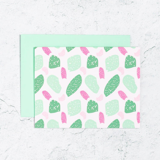 Terrazzo Style Notecard Set in Pink and Green  Edit alt text