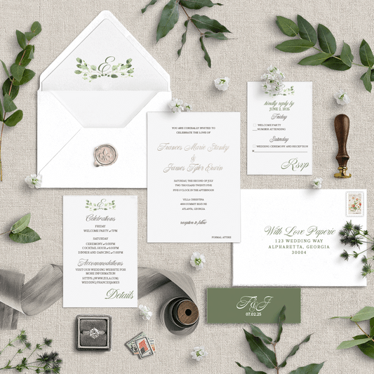 Green With Envy Wedding Invitation Suite