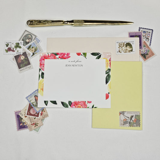 Peonies Notecard Set | White