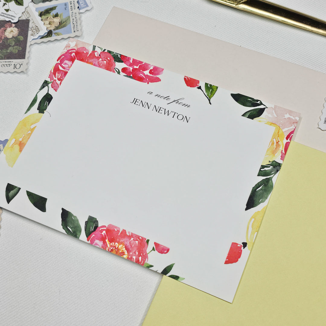 Peonies Notecard Set | White