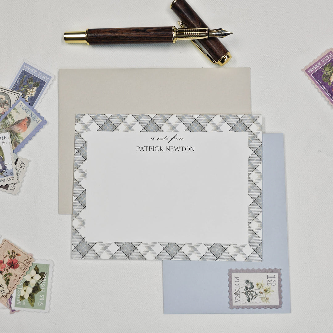 Plaid Notecard Set | Blue