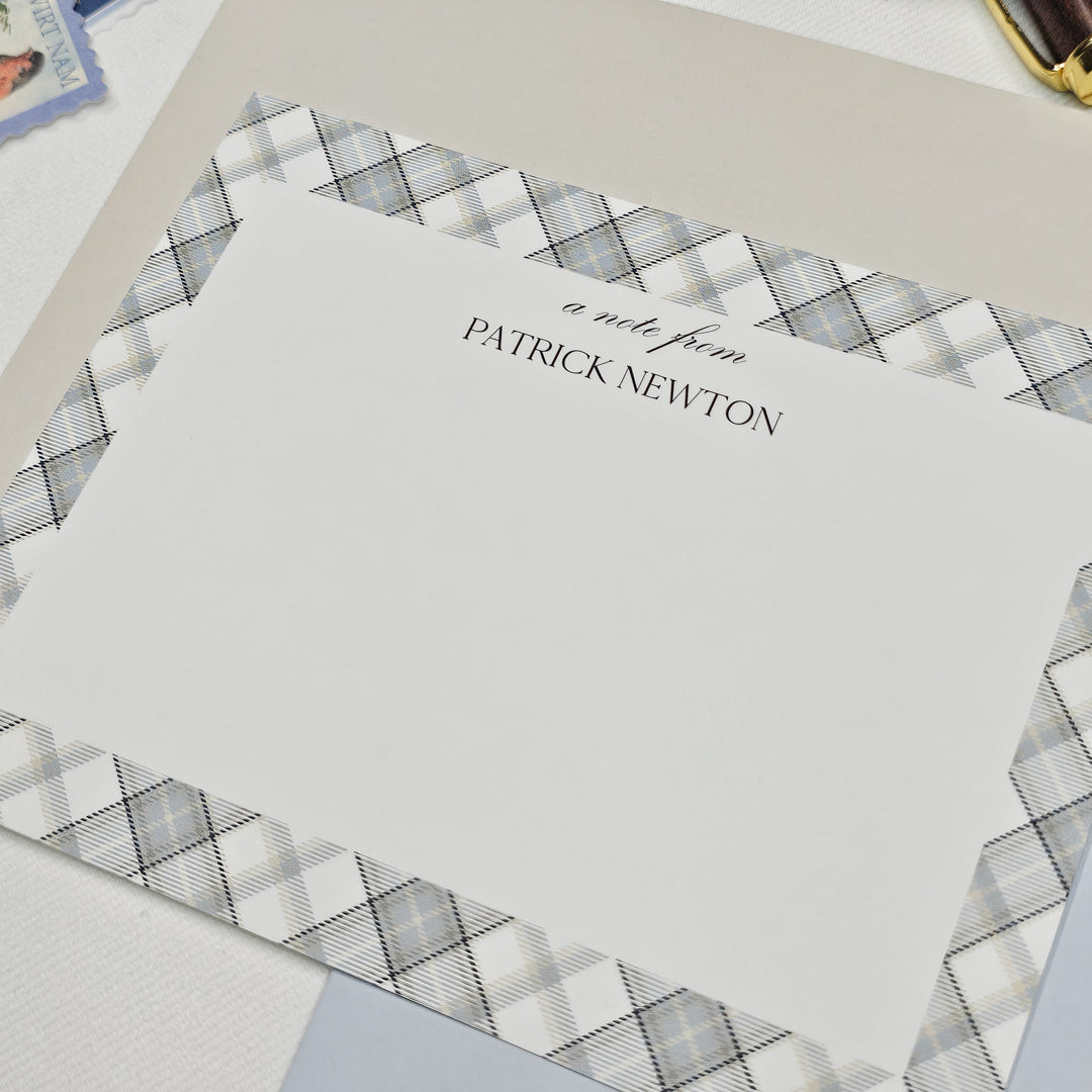 Plaid Notecard Set | Blue