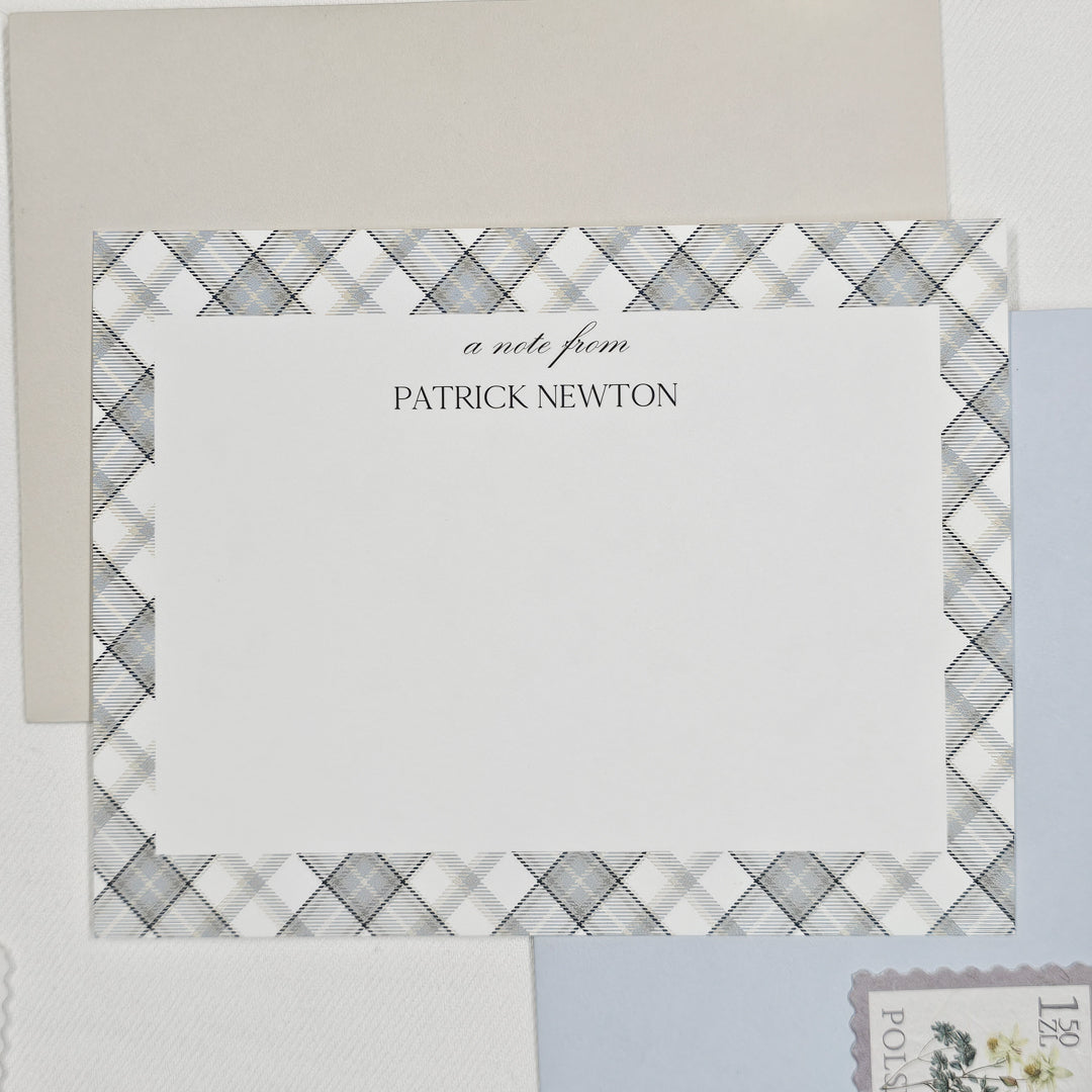 Plaid Notecard Set | Blue