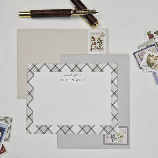Plaid Notecard Set | Charcoal