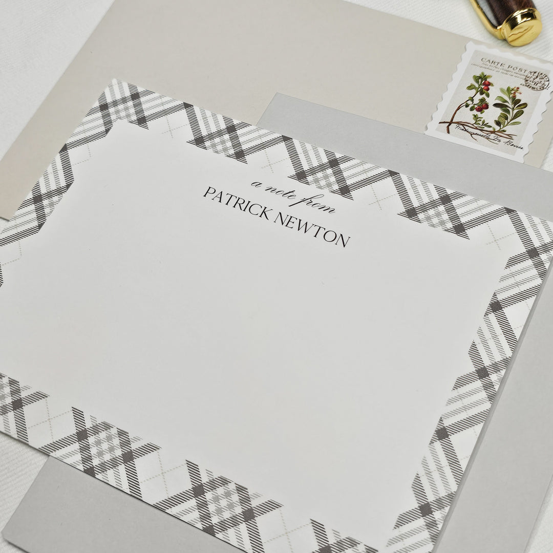 Plaid Notecard Set | Charcoal