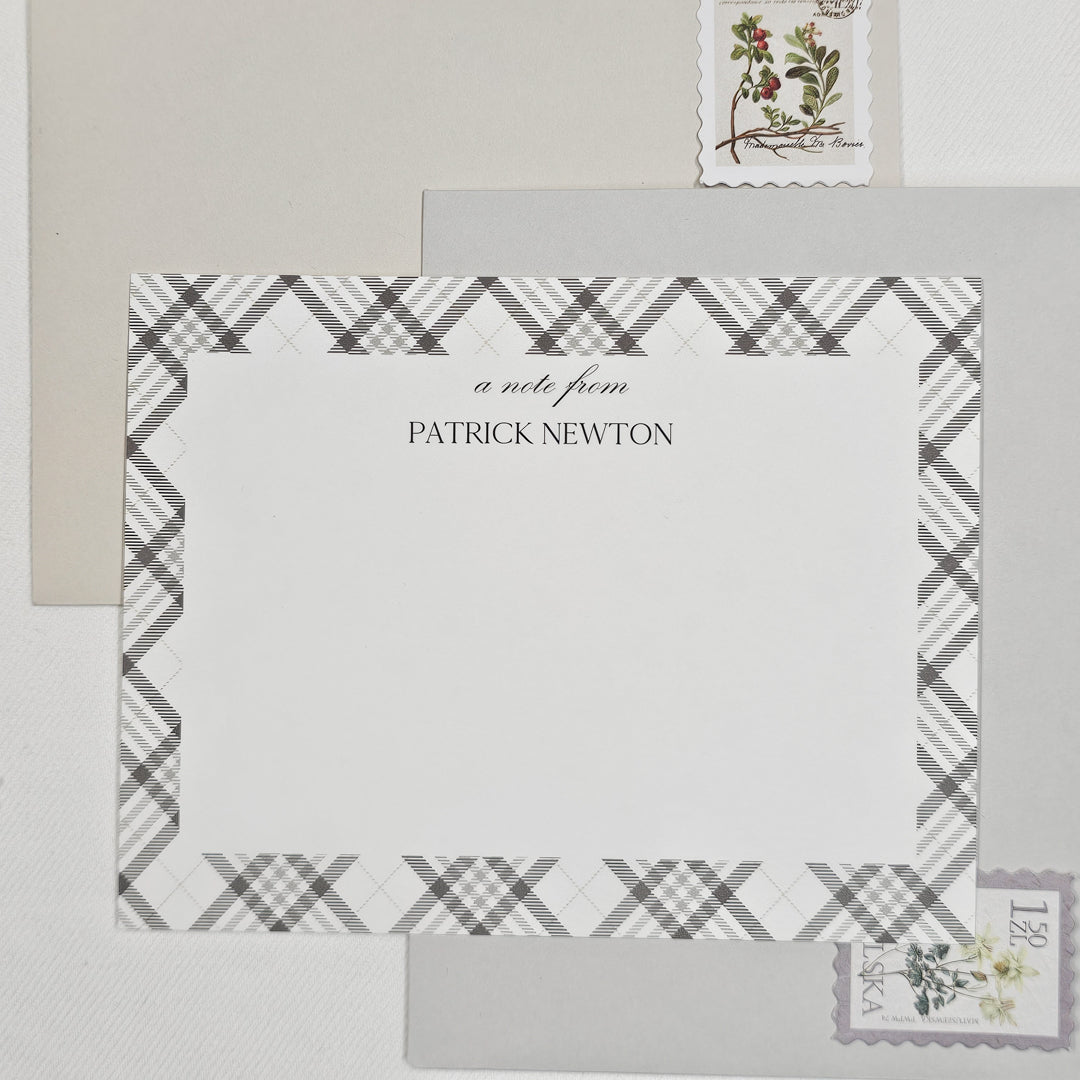 Plaid Notecard Set | Charcoal