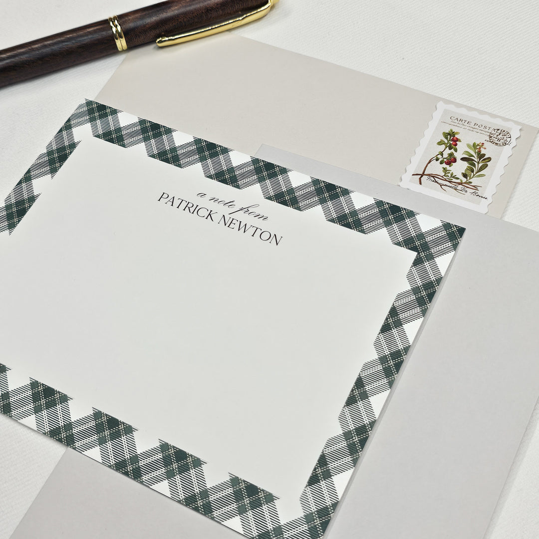 Plaid Notecard Set | Green