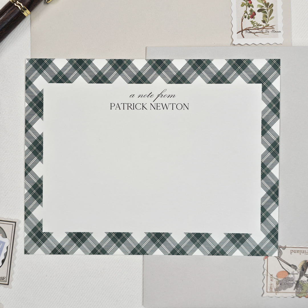 Plaid Notecard Set | Green