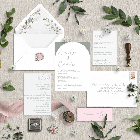 Simple Arch Wedding Invitation Suite