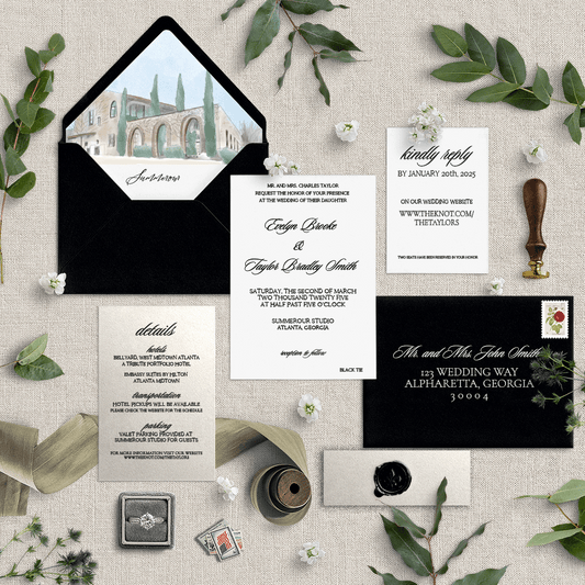 Simple Classic Wedding Invitation Suite