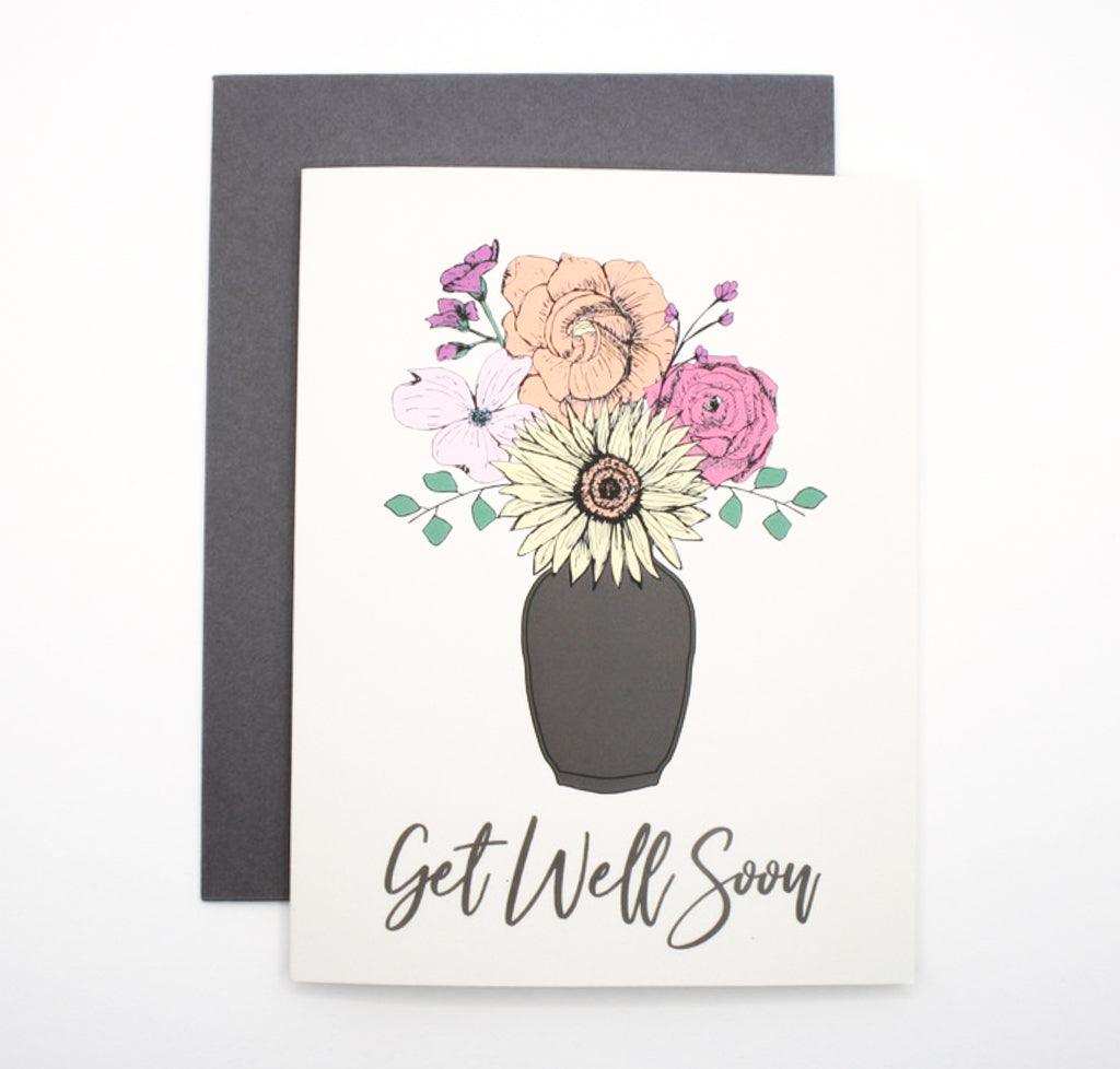 Get Well Soon Card With Flowers in Vase
