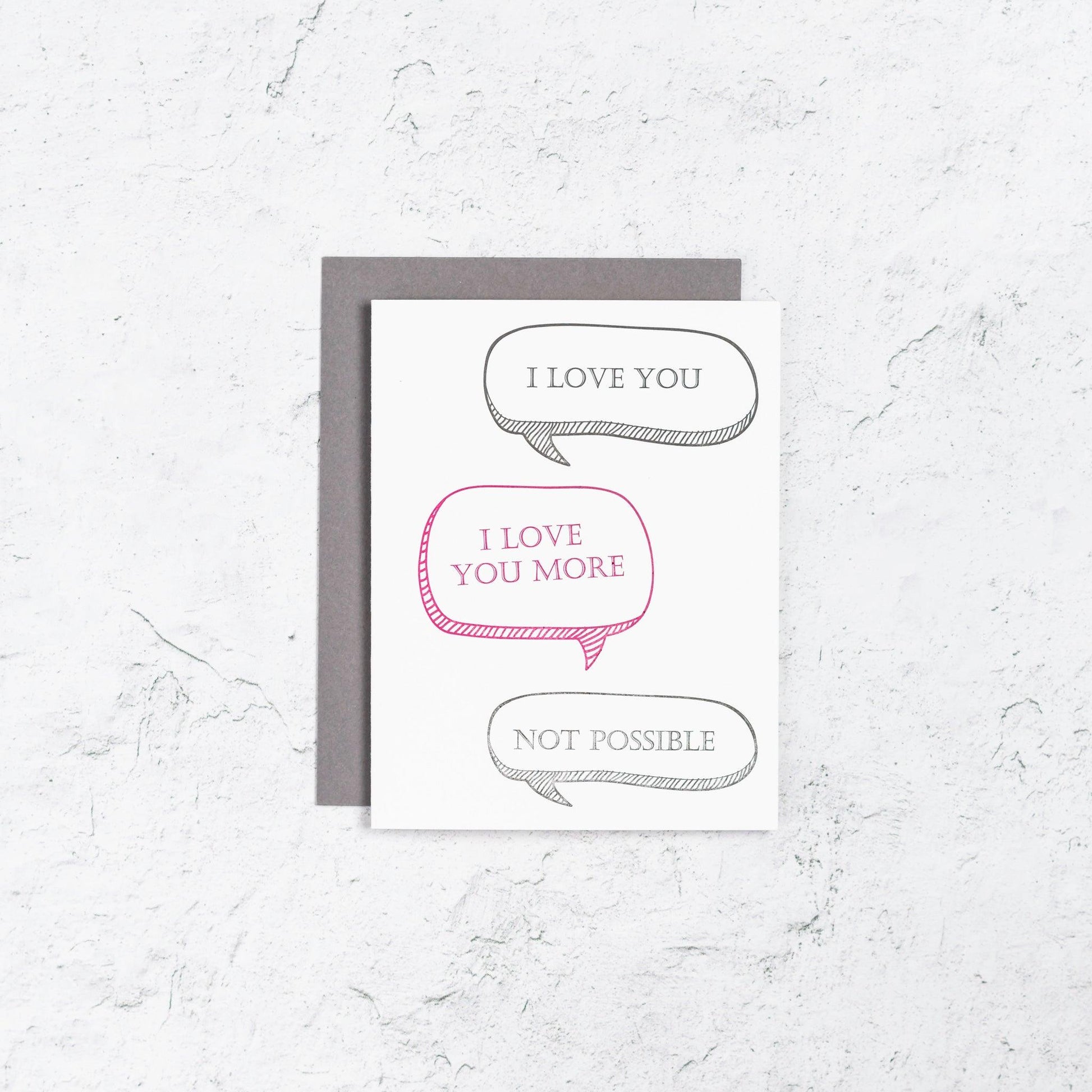 Text I love You Letterpress Card