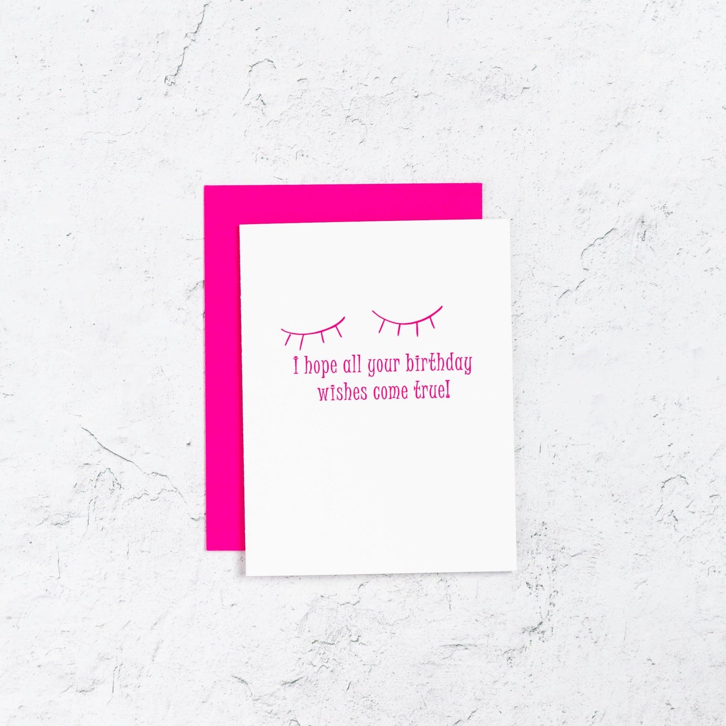 Birthday Wishes Letterpress Card Pink