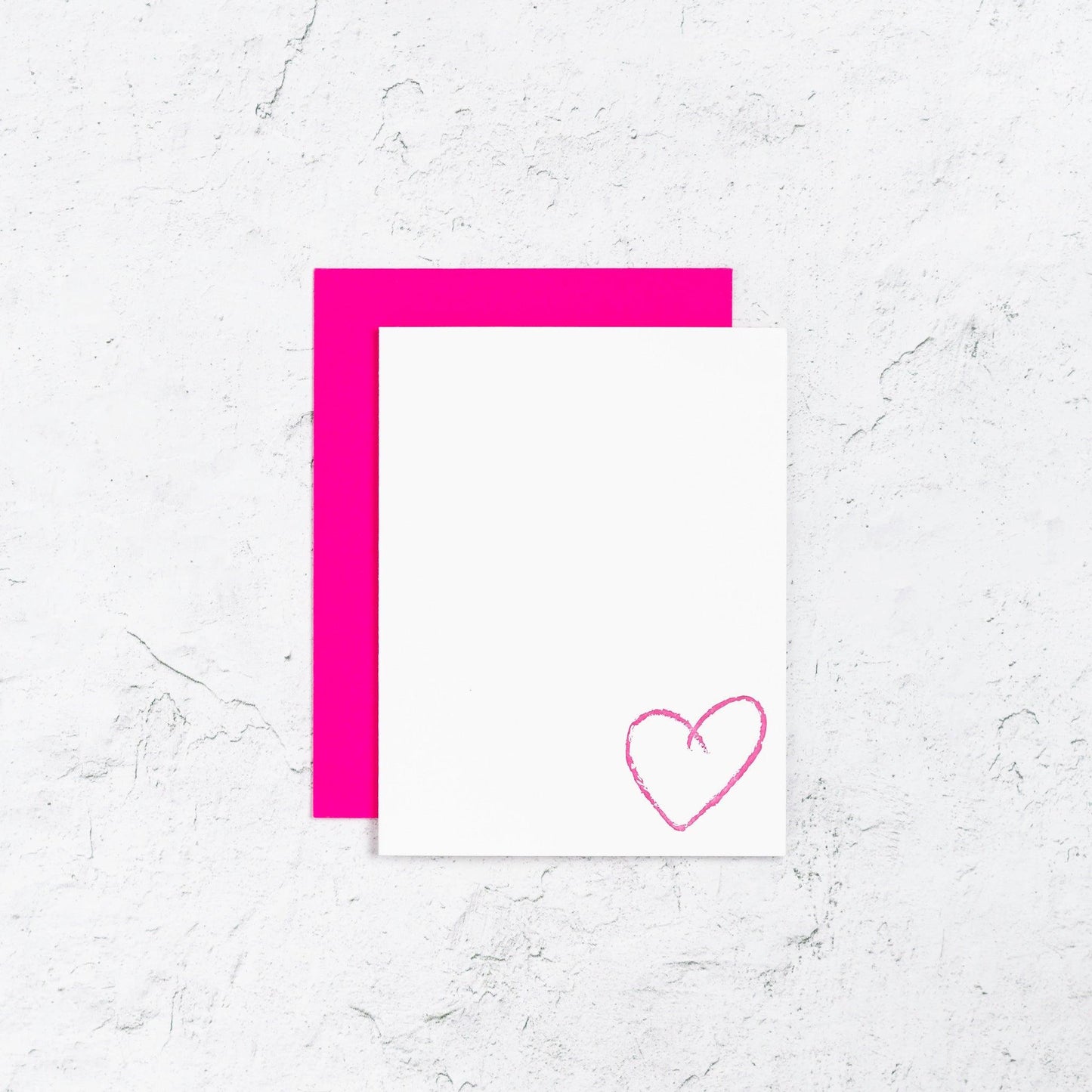 Heart Letterpress Notecard Pink Portrait