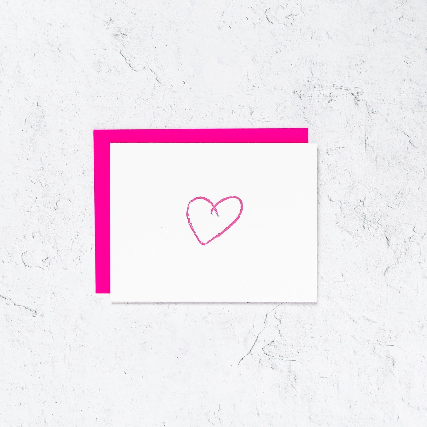 Heart Letterpress Notecard Pink Landscap