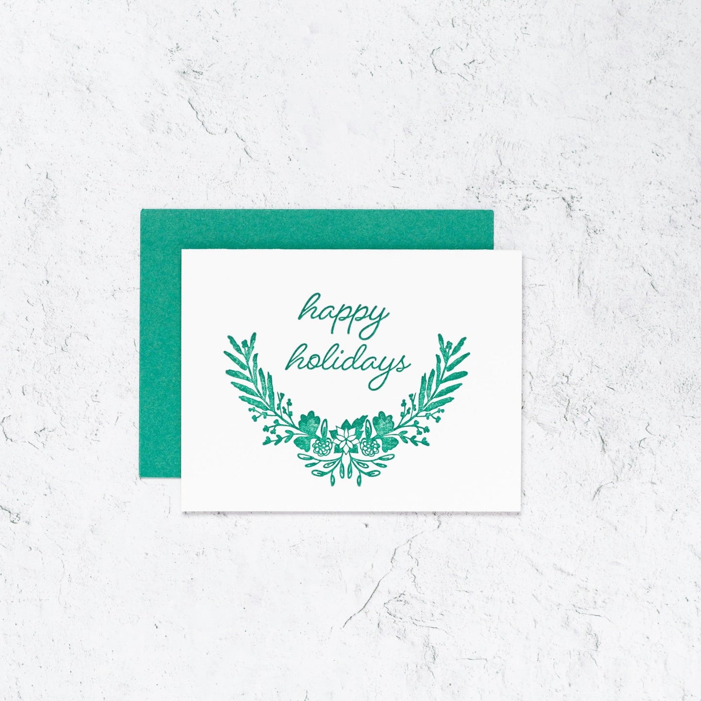 Happy Holidays Wreath Letterpress Card