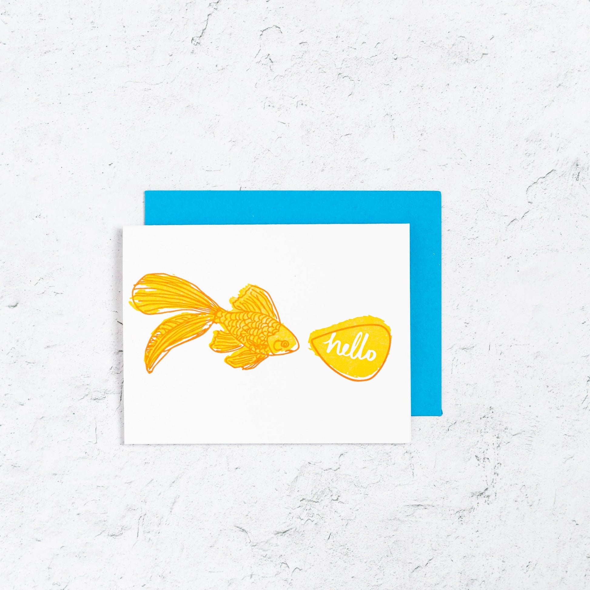 Goldfish Hello Letterpress Card