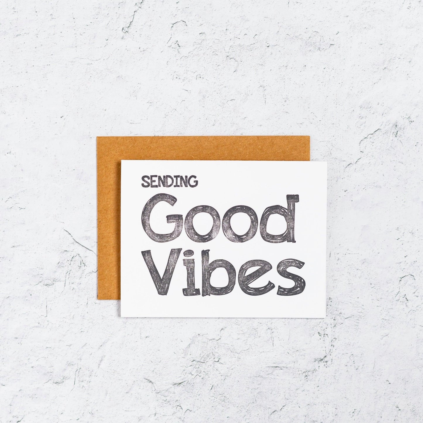 Sending Good Vibes Letterpress Card - With Love Paperie