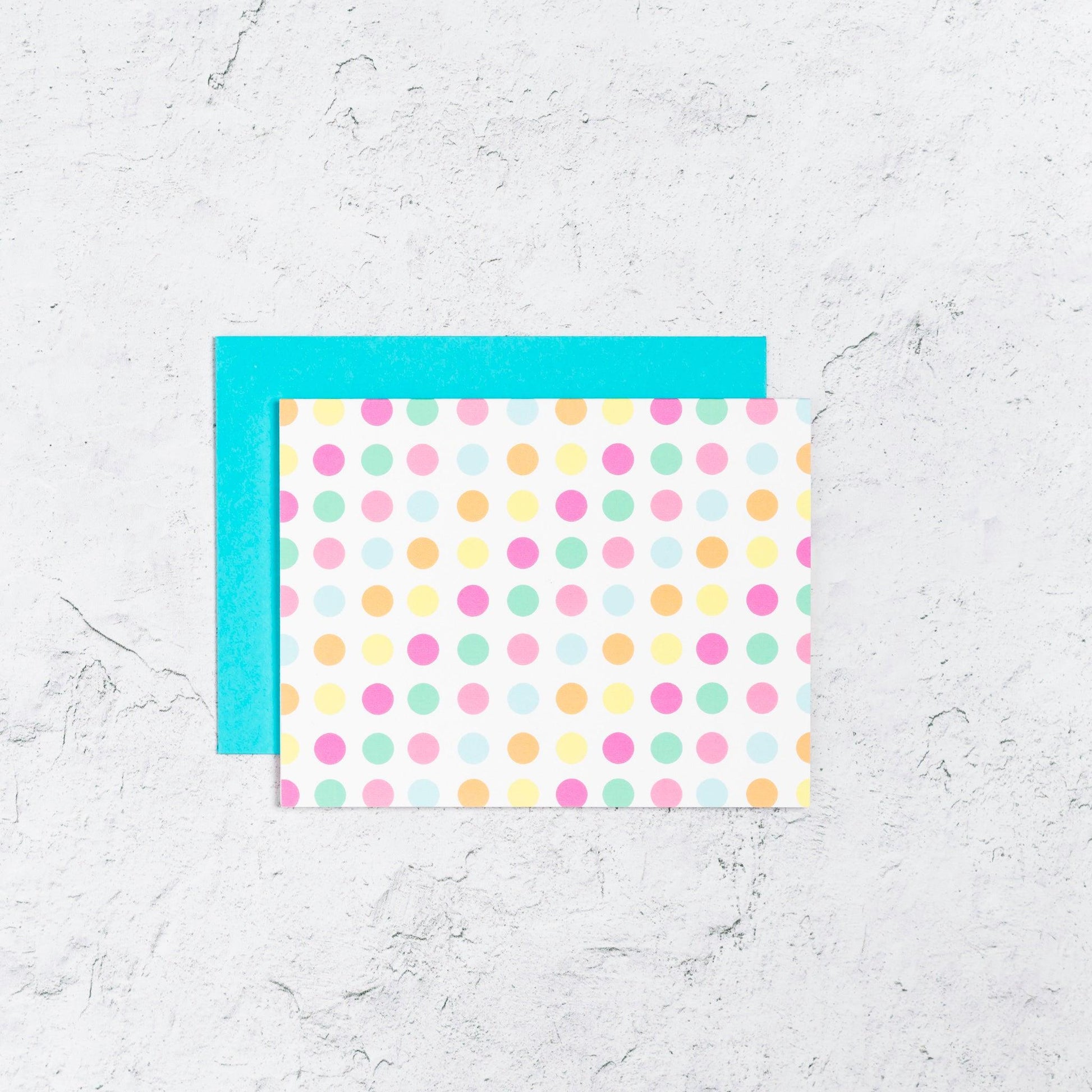 Polka dot notecard in bright colors