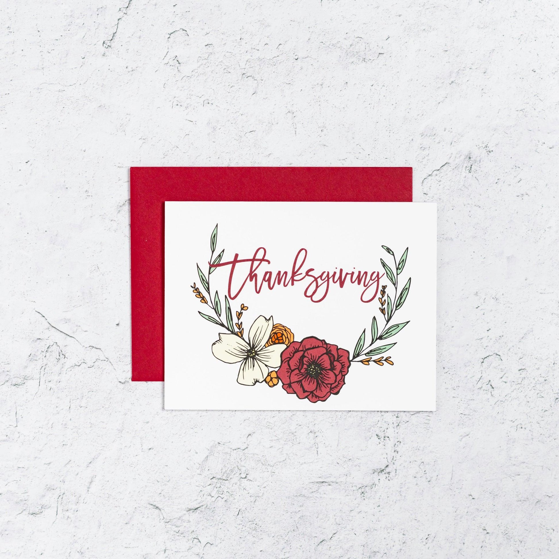 Thanksgiving Card With Floral Wreath
