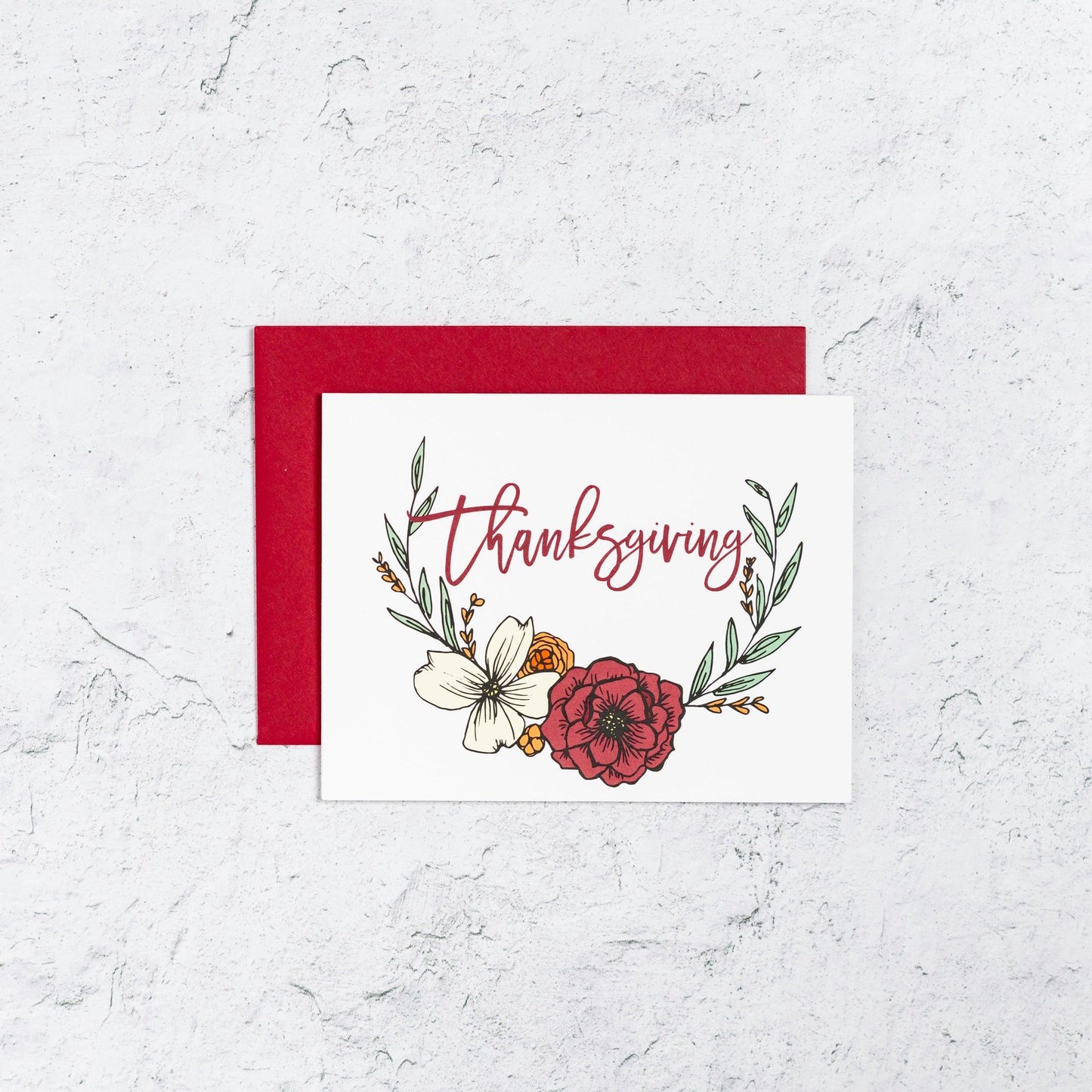 Thanksgiving Card With Floral Wreath